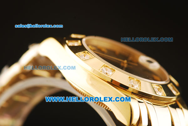 Rolex Datejust Automatic Movement Full Gold Chocolate Dial and Diamond Bezel-ETA Coating Case - Click Image to Close